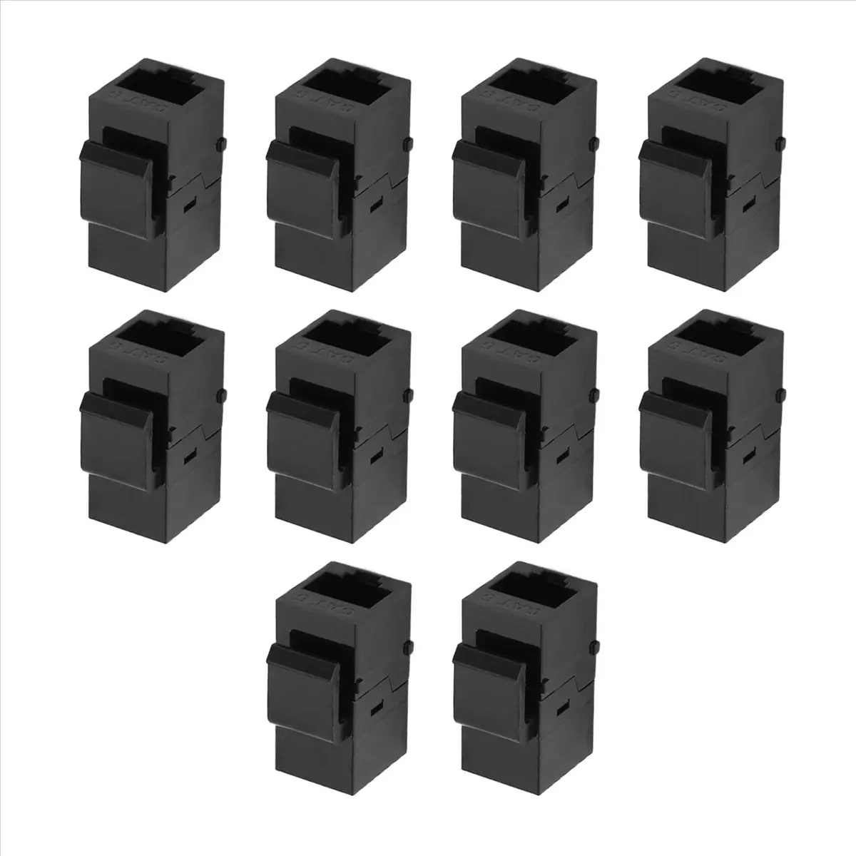 10-Pack Plastic Cat6 RJ45 Female-to-Female Keystone Jack Panels - Ethernet Network LAN Extension RJ45 Couplers, Black, Corrosion-Free Connection, Easy Snap-In Retention Clips, Gold-Plated Contacts (Tools & Hardware Accessory), Secure Connections