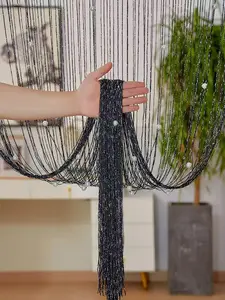 Set of 2 39“ x 79” Beaded Door Curtains, Hippie-Style Room Decor, Perfect for Doorways, Closet Curtains, Room Dividers, Privacy Screens, Bohemian-Style Bedrooms, Parties, Champagne/Black Home Decor
