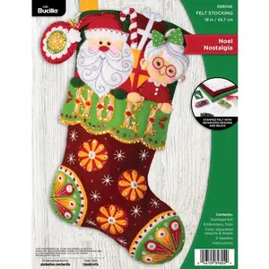 Bucilla® Noel Nostalgia Christmas Felt Stocking Kit, Festive Decor & Holiday Gift, Model 89804E