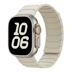 Magnetic Apple Watch Band, Soft Silicone Sport Strap Compatible with Apple Watch Ultra 2 Ultra Series 11 10 9 8 7 SE, Waterproof Adjustable Wristband, Strong Magnet Secure Fit for Gym Running Outdoor Daily Wear Women Men