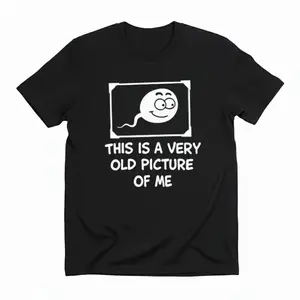 Women's Round Neck Teddy Short-Sleeve Casual Top, Unisex Cotton Relaxed Oversized Graphic Tee with "Very Old Picture of Me" Print, Black Unique Streetwear, Gift for Spring Glow-Up Summervibes