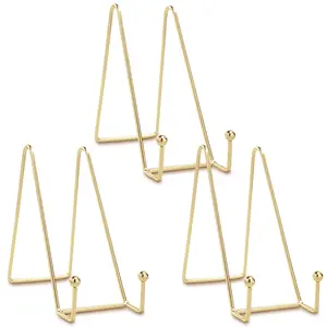 3Pcs/Set 6 inch Gold Metal Display Stands,Plate Holder Display Stands for Picture,Decorative Plate,Book,Photo Easel,Artistic Work,Christmas Party Gifts,Hand Tools Kits