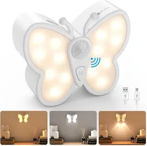 Dimmable Butterfly LED Night Light for Kids Bright Motion Sensor Night Light Lamp with Spotlight Magnetic Rechargeable Nightlight Rechargeable Nightlight for Kid Room, Bedroom, Hallway, Stairs