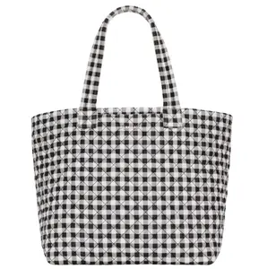 Large Metro Tote Deluxe - Black/White Gingham