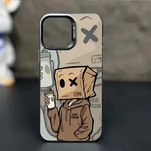 Anime Paper Box Mask Man Pattern Design Phone Case Shockproof Protective Cover Compatible with iPhone 15 14 13 12 11 Series Casing