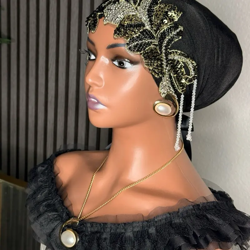 Soft, Stretchy Beaded Tassel Head Cap
