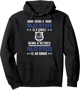 Retired Police Officer | Thin Blue Line US Flag Cop Sheriff Pullover Hoodie