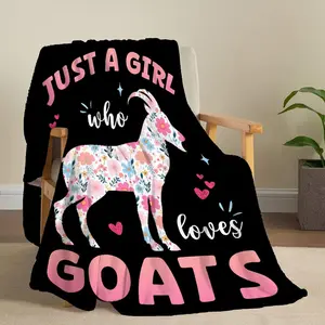 Just A Girl Who Loves Goats Goat Blanket - Soft Flannel Cozy Lightweight Throw Blanket Gifts for Women Girls Daughter Her