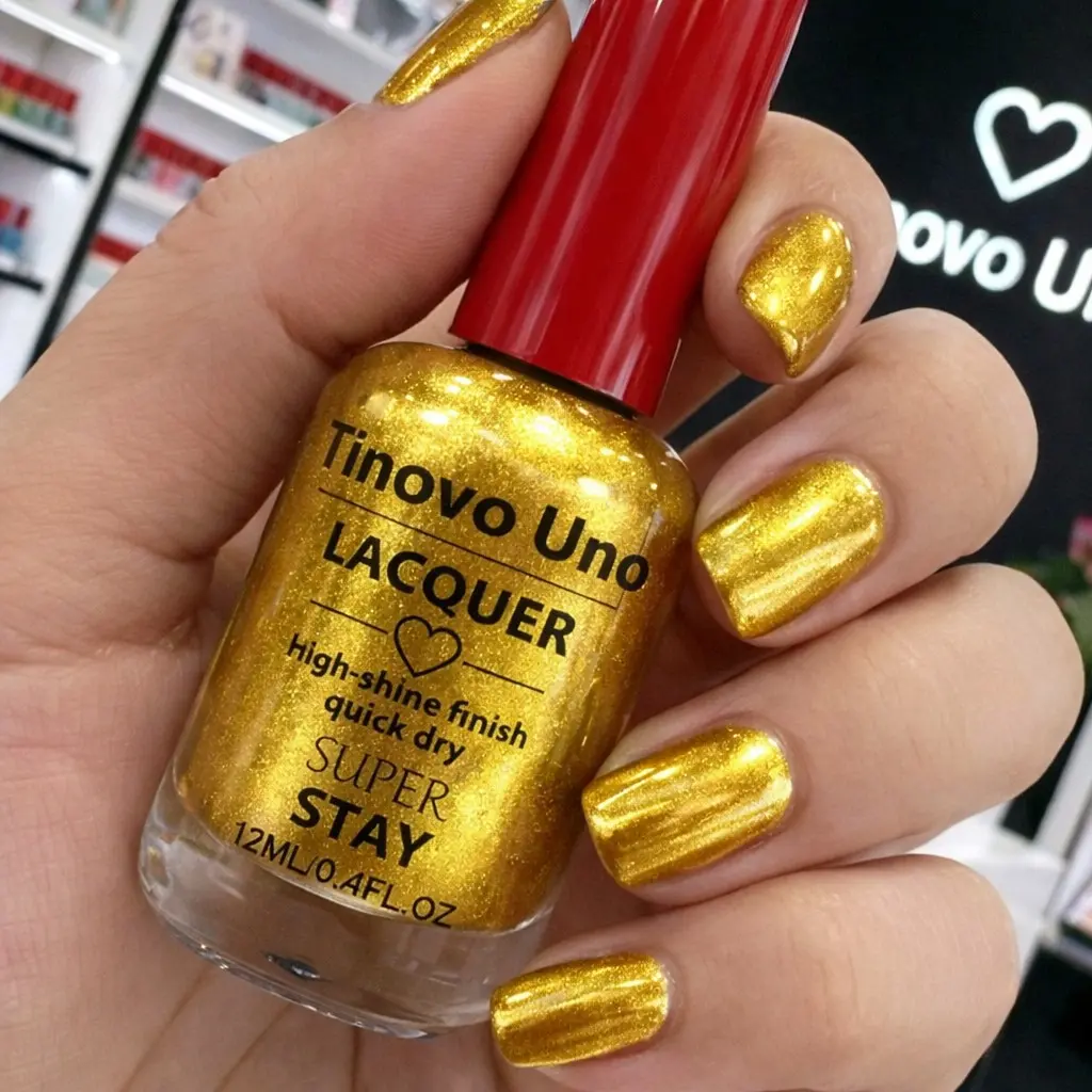 Tinovo Uno 12ml Gold Mirror Nail Polish Quick-dry, no-cure formula Chrome-plated finish delivers salon-level shine Long-lasting, chip-resistant Professional nail polish formula Nail Care Manicure