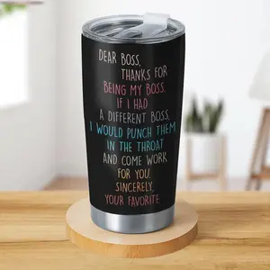 Dear Boss 12oz 20oz 30oz Stainless Steel Tumbler with Lid, Best Boss Coffee Mug Gift, Funny Christmas and Birthday Gift, Reusable Cup, Perfect for Friends, Coworkers, Office Drinkware