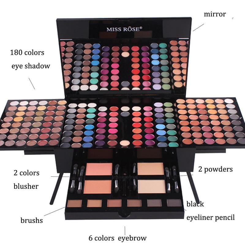 Multicolor Makeup Palette Set, 180-Color Eyeshadow, Blush and Highlighter Palette, Portable Good Girl Cosmetic Palette for Women, Complete Makeup Kit