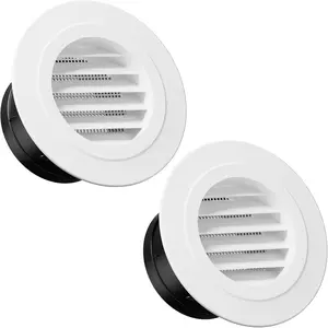 Soffit Vents 4 inch, ABS Plastic Dryer Vent Cover Outside with Built-in Screen Mesh, Louver Round Vent Cover for Exhaust Fan, HVAC Ducting, Bathroom, Kitchen, Garage Use, 100mm 2 Pack, White