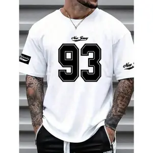 # TikTokShopRestock  Plus Size Men's Loose Letter & Figure Print Drop Shoulder Tee, Soft Casual Stylish Streetwear Short Sleeve Round Neck T-shirt, Fashion Men's Street Clothes Top for Daily Wear, Vibe Graphic Tees, Summer Tops 2025, Tshirt