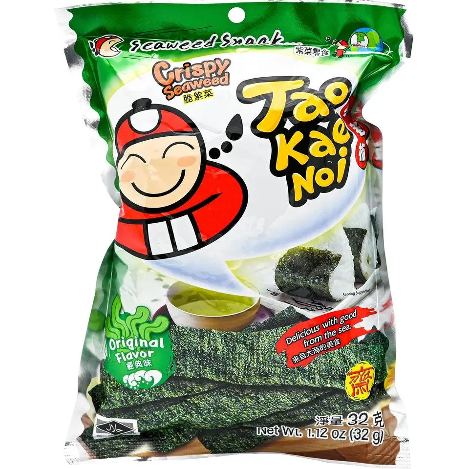 Taokaenoi Dried Crispy Asian Seaweed Snacks - Fried with Rice Bran Oil, Ready-to-Eat, Assorted Flavors (Original, Spicy, Tom Yum), 32g Asian Snacks Treat, Dried Seaweed Taokaenoi Dried Crispy Asian Seaweed Snacks - Fried with Rice Bran Oil, Ready-to-Eat, Assorted Flavors (Original, Spicy, Tom Yum), 32g Asian Snacks Treat, Dried Seaweed