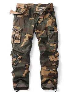 AKARMY Men's Casual Cargo Pants Camo Pants Combat Work Pants With 8 Pockets Outdoor Hiking Pants Multi-Pockets Pants (No Belt) Camouflage Menswear