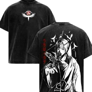 Akatsuki Red Cloud Tee  – Naruto Anime Vintage Heavy Cotton Oversized Manga T-Shirt & Hoodie, Double Printed Retro Unisex Streetwear Graphic Top, Dark Ninja Organization P