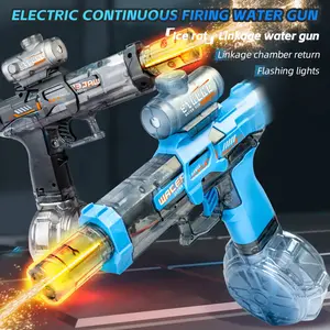 Electric Water Spray Toys for Adults & Kids, AutomaticSquirt Water Toys with Water Spray Sound and LED Lights,Summer Outdoor Water Spray Toys for Pool & BeachParty, Suitable for Boys and Girls (Black and Blue)