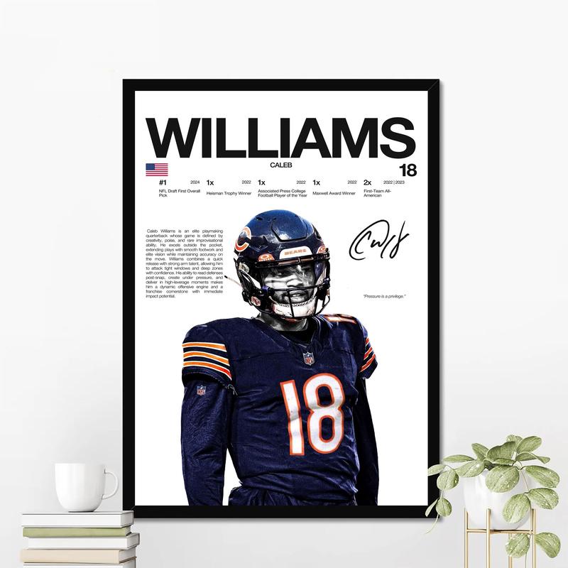 Williams Hardline Poster, Chicago Football Wall Art For Fans, Sport Gift For Men [UNFRAMED - PRINT ONLY]