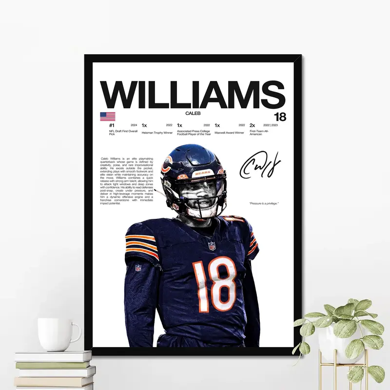 Williams Hardline Poster, Chicago Football Wall Art For Fans, Sport Gift For Men [UNFRAMED - PRINT ONLY]