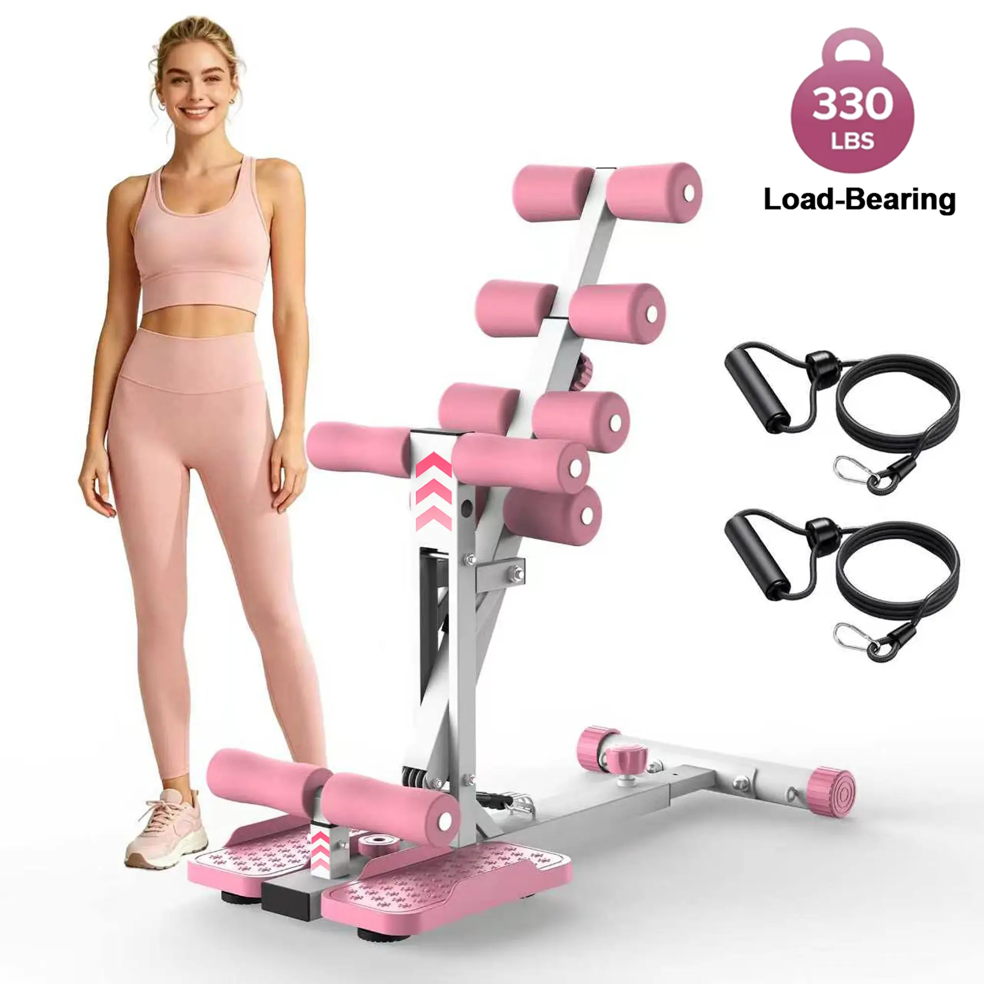 【KINMAC】Upgraded Deep Squat Machine with Adjustable Height & Resistance 300lbs Capacity, Glutes Trainer Machine with Resistance Bands Squat Assist Trainer for Core & Legs Workout Ideal for Home Gym, Apartment & Office Home Exercise Fitness Equipment, Home