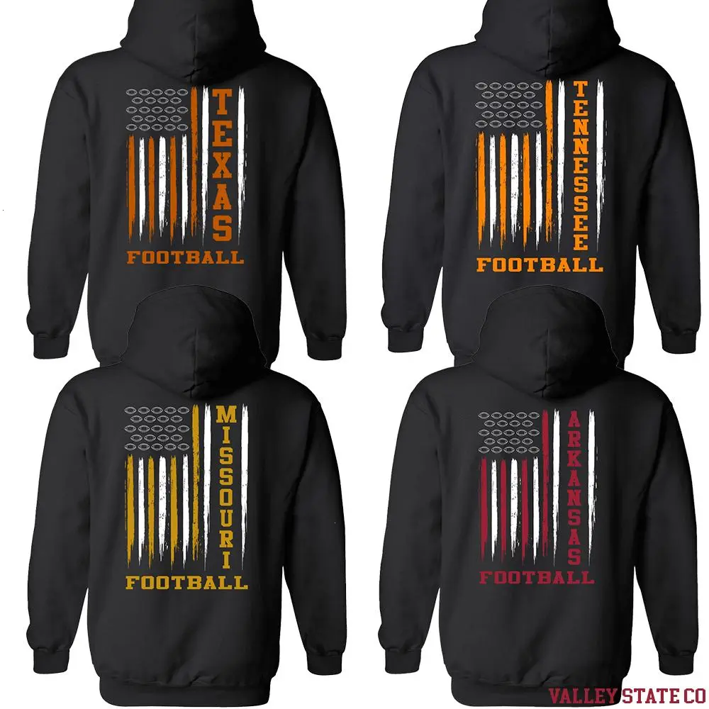 College Varsity Football Flag Hoodie, Football US Flag Pullover Hoodie, American Flag Graphic Hooded Sweatshirt for Men Women Gift for Football Fans Dad Husband Boyfriend Girlfriend