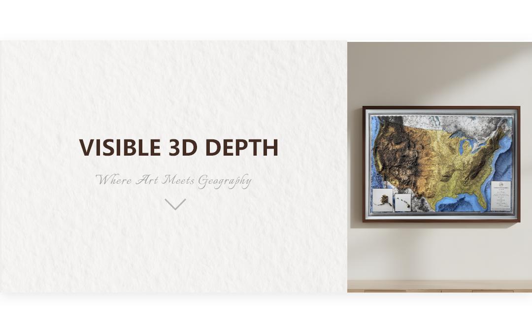 USA 3D Relief Map Wall Art
