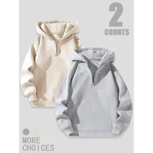 Half zip hooded sweatshirt set, 2-piece casual multi-color hooded sweatshirt, comfortable daily and home style, airport suit, comfortable breathable suitRAIMENTRY