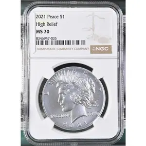2021 PEACE SILVER DOLLAR HIGH RELIEF $1 NGC MS 70 Certified Coin
