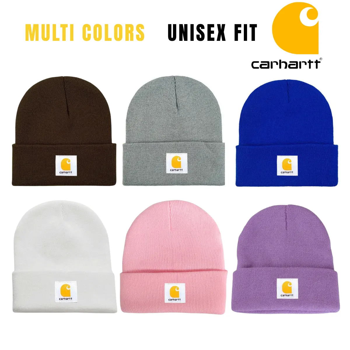 Carhartt Cuffed Knit Beanie – Classic Unisex Watch Hat, Warm Acrylic Winter Cap with Signature Logo Patch, Soft Stretch Skull Beanie for Men Women, Everyday Outdoor Streetwear, Multi Colors
