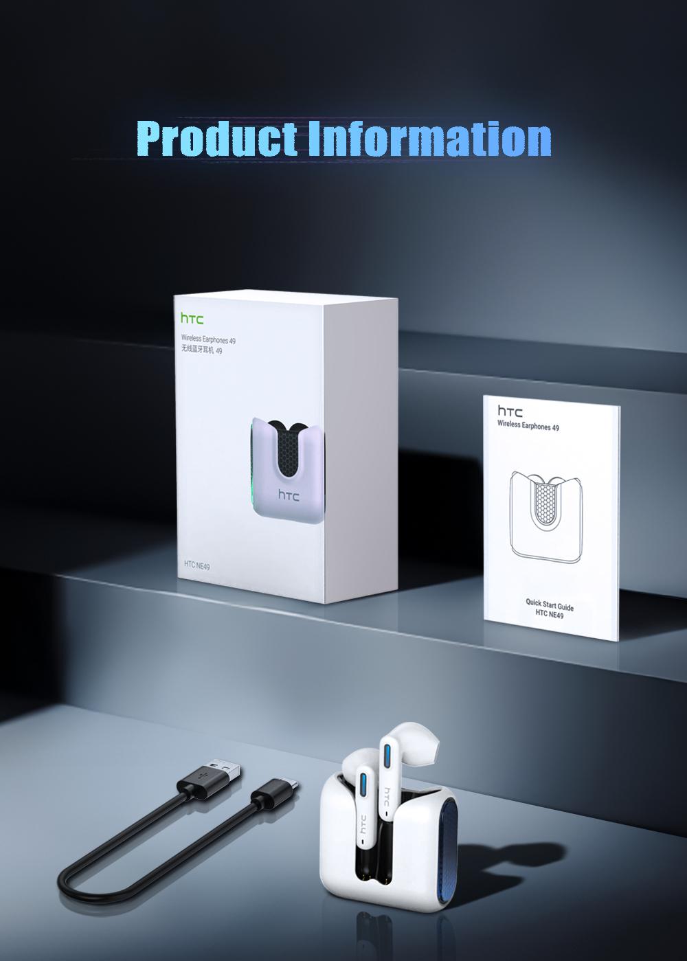 HTC NE49 Wireless Earbuds Bluetooth 6.0 Gaming Headsets High Fidelity IPX5 Waterproof, Suitable for Office, Sports, Study and Audio Calls, Built-in Microphone, TWS Earphones detail 9