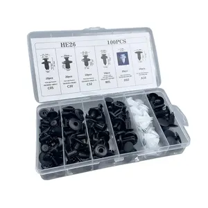 Plastic Car Push Pin Rivet Set (100PCS), 6 Sizes Auto Body Trim Screw Fasteners Push Retainer Clip Kit, Car Bumper Clips, Auto Fenders Clips Replacement Parts for Most Cars (100PCS)