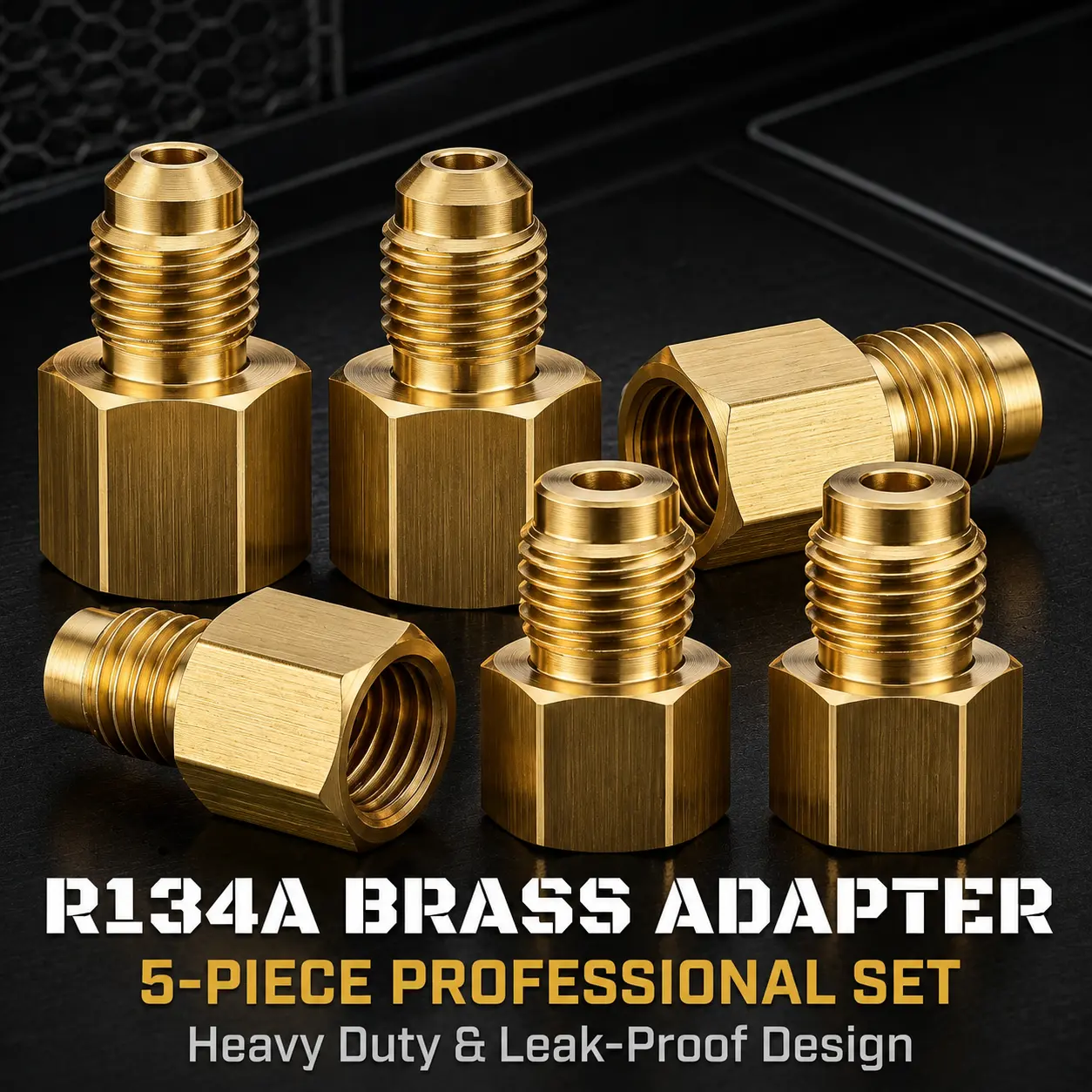 6 PCS R134A Brass Refrigerant Tank Adapter to R12 Fitting Adapter 1/2 Female to 1/4 Male Flare Adaptor Valve Core and 6014 Vacuum Pump Adapter 1/4 Inch Flare Female to 1/2 Inch Male