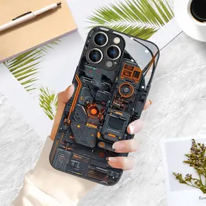 Creative Circuit Board Design Tempered Glass Phone Case for iPhone XS 11 12 13 14 15 16 17 Pro Max Plus Air E Samsung Galaxy 21 22 23 24 25 ULTRA FE Plus A Series, Protector for Woman Girlfriend Cute New Year Christmas Gift Cover Case