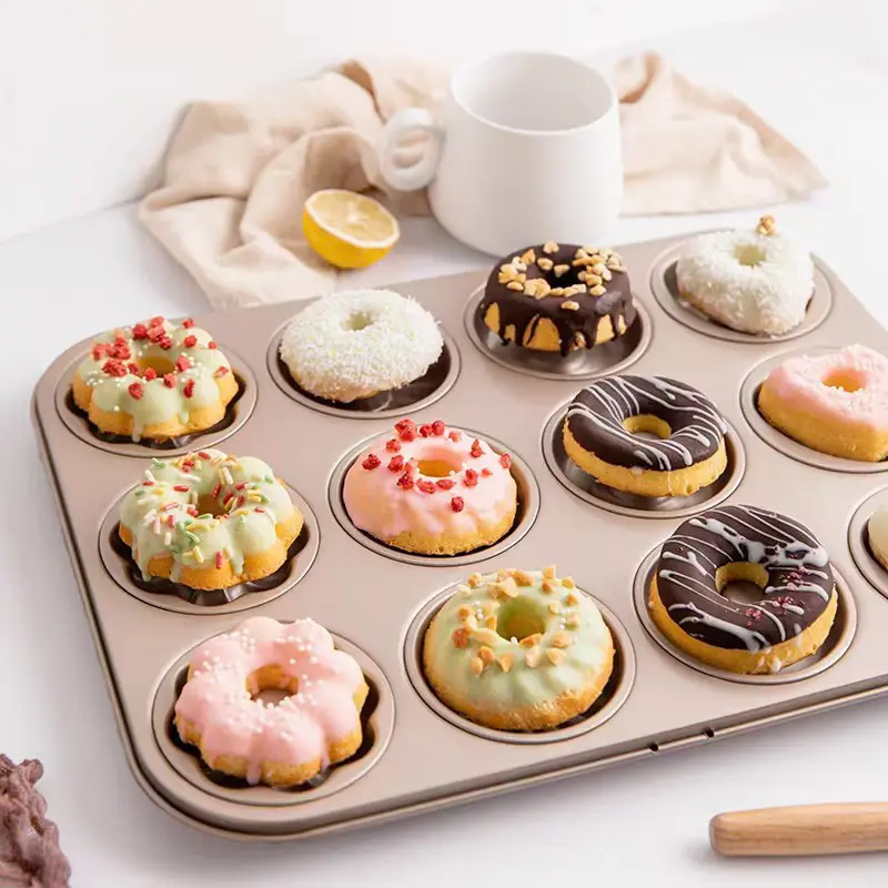 Non-Stick Donut Mold Set, 6 & 12 Cavity Mini Cupcake Baking Tools, Home Use Oven Safe Pans, Perfect for Homemade Pastries