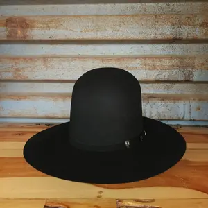Los Vaqueros Wool Felt Hat Open Tall Crown Black
