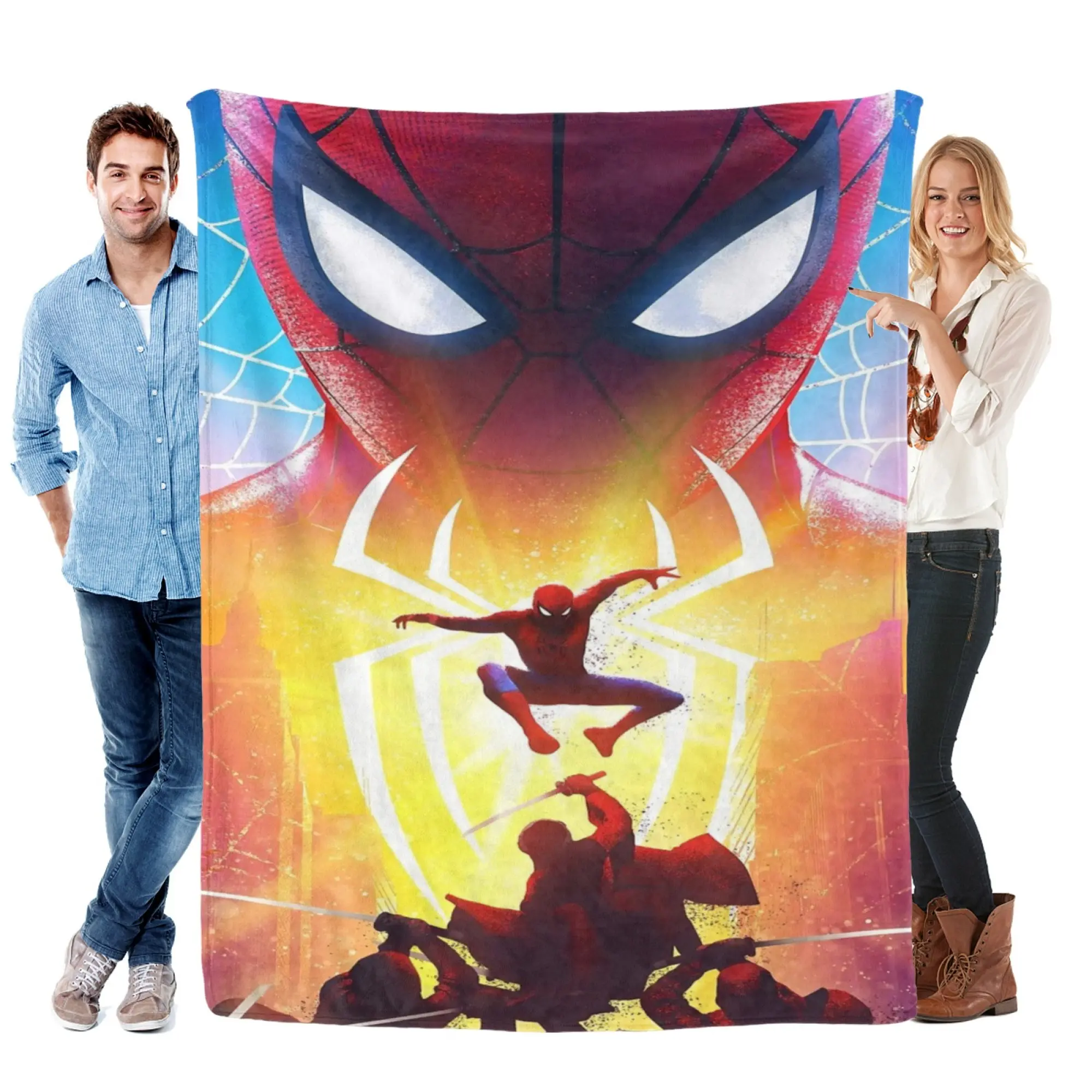 [SummerVibes] MARVEL CLASSIC Spider-Man Epic Battle Flannel Blanket - Soft Cozy 2D Print Superhero Throw for Home Bedroom Decor, Couch & Fans Gift