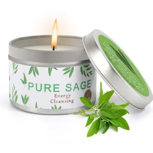 Long Lasting Pure White Sage Candle - 4.4 Oz - 25 Hour Burn Time - Organic, All Natural, Soy Candle to Cleanse Your Home & Calm, Soothe, Use with Sage Smudge Kit - Spiritual