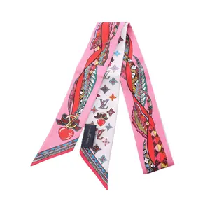 Pre-owned Louis Vuitton Silk Small Leather Goods Bandeau BB LV Romance Scarf