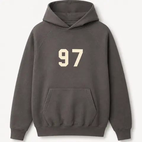 Men’s Loose Fit 97 Graphic Hoodie, Charcoal Pullover Sweatshirt with Double-Layer Hood, Kangaroo Pocket & Ribbed Cuffs, Casual Streetwear Hoodie Printed Hooded Unisex Streetwear Pullover