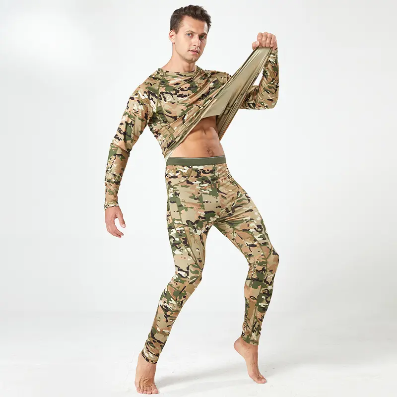 Men's Thermal Base Layer Set, Fur-Lined Winter Jacket and Long Pants in Russian Ruins Green Camouflage, Menswear, Multi-Size, Winter Sports, Xxxl, Warmth-Preserving