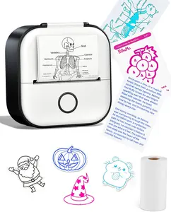 Mini Thermal Sticker Printer Portable Bluetooth Inkless Pocket Printer for Labels Notes Journal DIY Scrapbooking Photo Printing Compatible with iOS Android Students Office Home Use