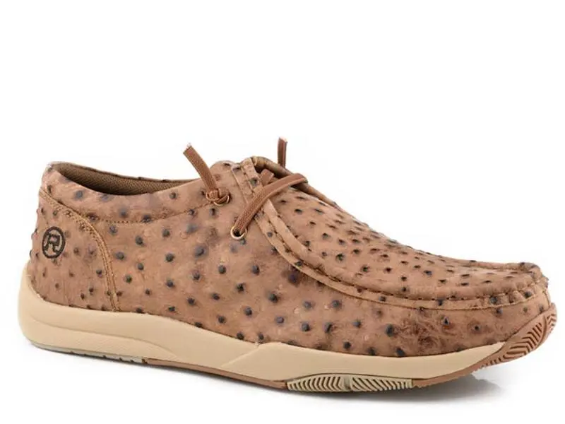 Mens Beige Embossed Ostrich Leather