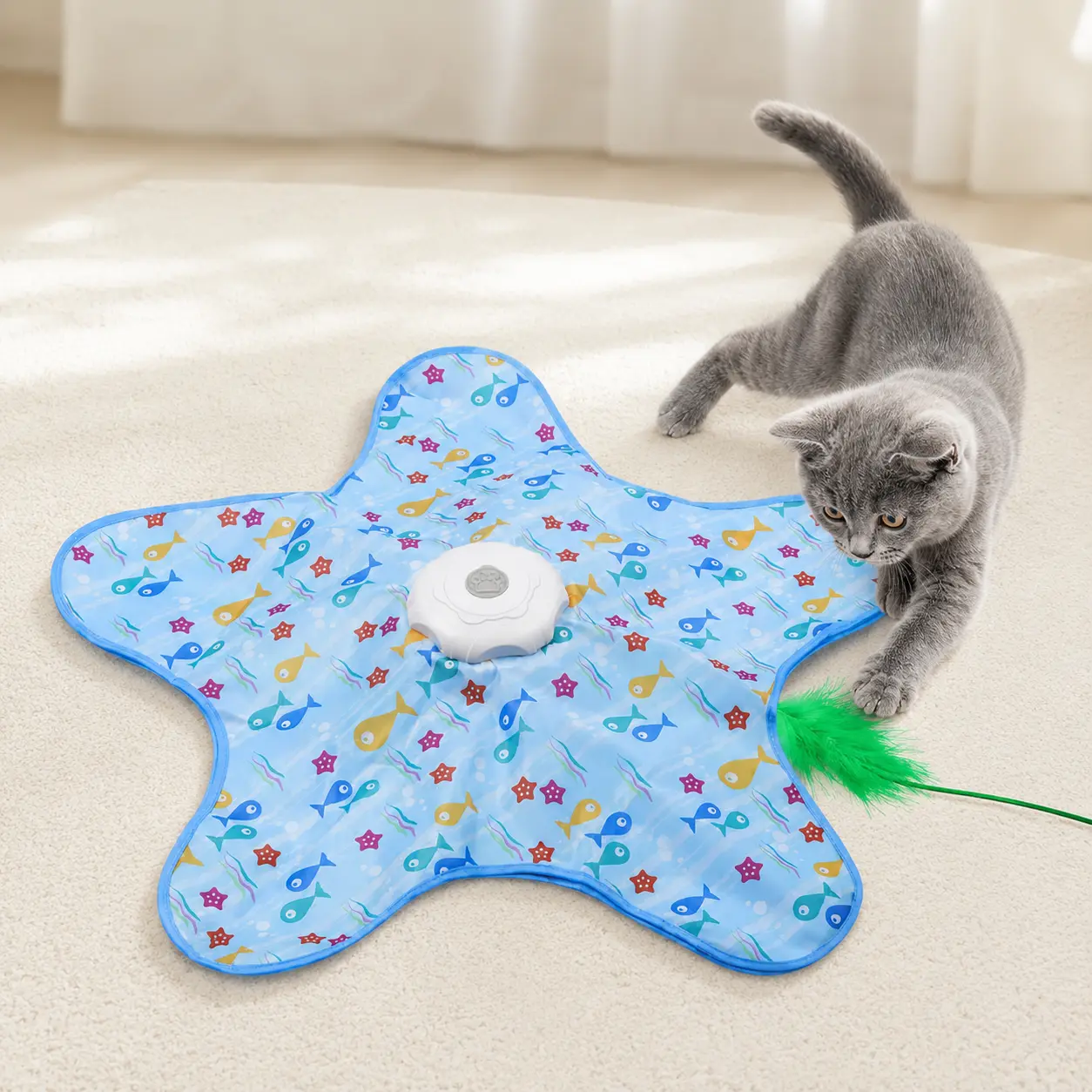Hide and Seek Cat Toys,Colorful Pentagonal Cat Hunting Hood Toy,Interactive Kitten Wand Toy, Automatic Chargeable Cat Toy