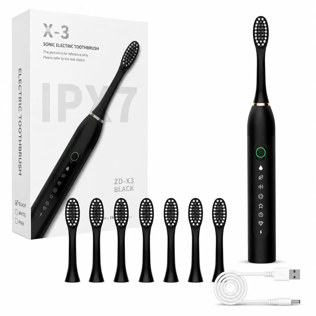 7 Brush Heads Sonic Electric Toothbrush for Adults, 6 Cleaning Modes Rechargeable USB Toothbrush, Deep Teeth Cleaning & Gum Care, Waterproof Electric Toothbrush