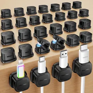 30-Pack   Clips Cord Organizer, Straps Smooth Adjustable,  Management Accessories, Holder Clips Wire Holder Keeper for Desktop,Nightstand, Office,Workspace,Phone