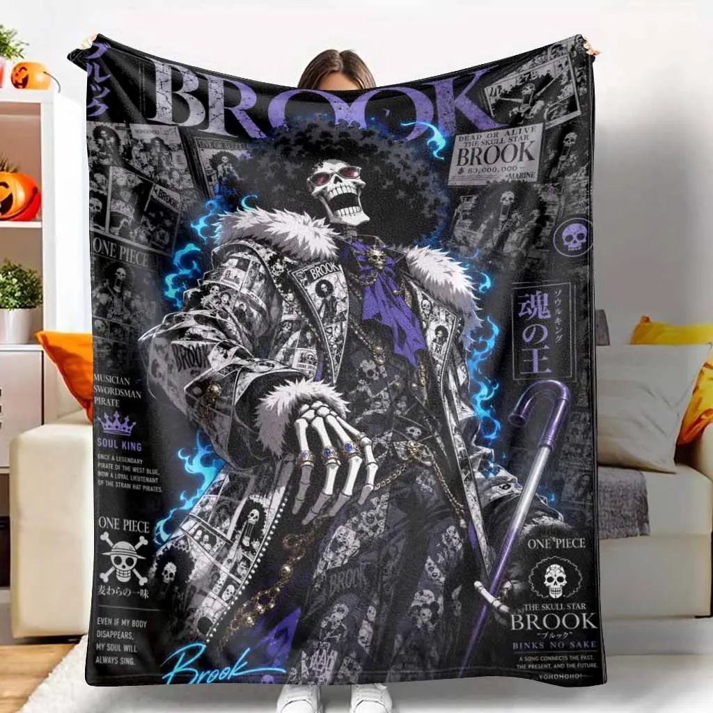 Soul King Brook Flannel Fleece Blanket Anime Manga Aesthetic Print Soft Lightweight Plush Fabric Throw For Sofa Couch Bed Living Room Bedroom Cozy Home Decor Birthday Gift For Fans Of One Piece Adventure Series