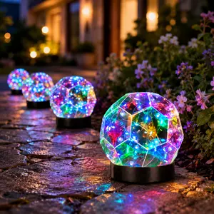 Pack of 1/2, Solar-Powered Multicolored Garden Lights, LED Stake Lights, IPX4 Waterproof, Front Yard Decorative Path Lights, Suitable for Nighttime Lighting in Courtyards, Lawns, Patios, Flower Beds, Walkways, and Garden Landscapes