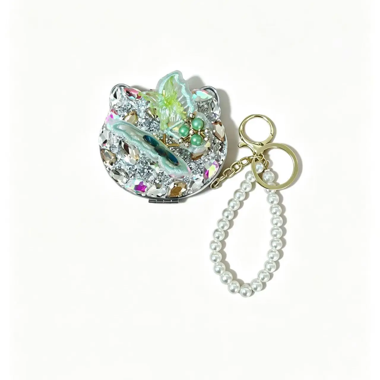 The Butterfly That Flutters!  Magical Crystal Mirror Keychain for Girls & Gifts，Luxury Crystal Butterfly Pocket Mirror Keychain | Sparkle Everywhere