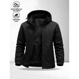 Men's Lightweight Hooded Jacket with Zipper Pockets, Breathable Comfort Fabric, Regular Fit, Daily Streetwear
