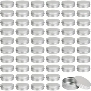 45pcs-4oz/60pcs-2oz Aluminum Tins, Metal Round Tins, Jar Refillable Containers, Aluminum Tin Cans Containers with Screw Lid, Versatile Storage Organizers for Art, Crafts, Sewing Supplies